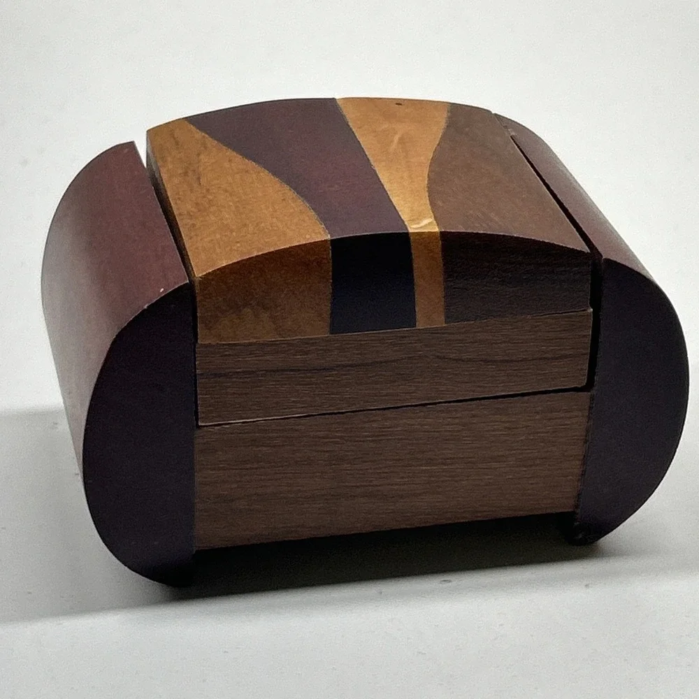 Handcrafted Multi Wood Bandsaw Trinket Jewelry Box Wooden Keepsake Gift